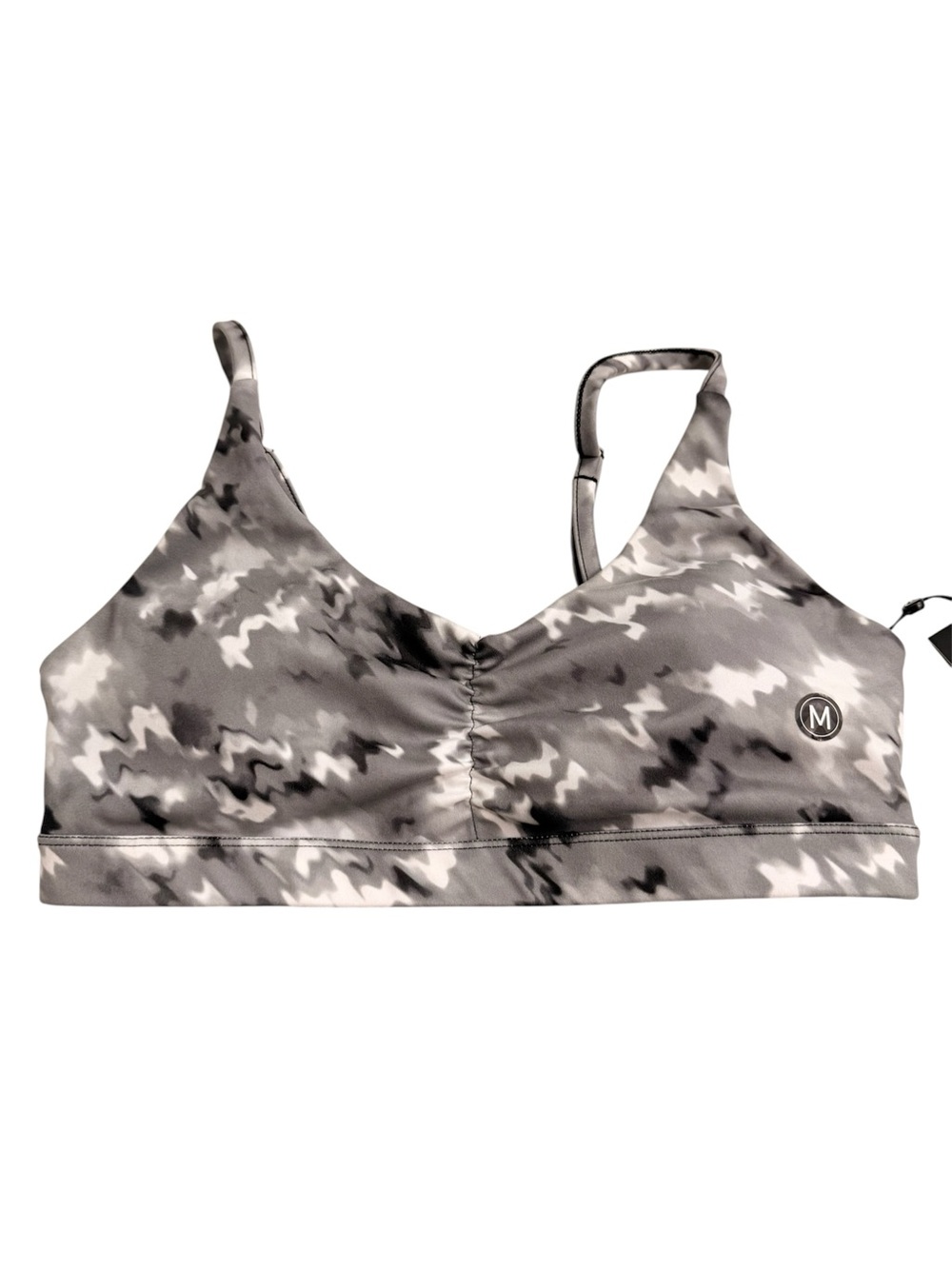Traj3ctory Seamless Gray Abstract Print Sports Bra with Adjustable Straps M NWT